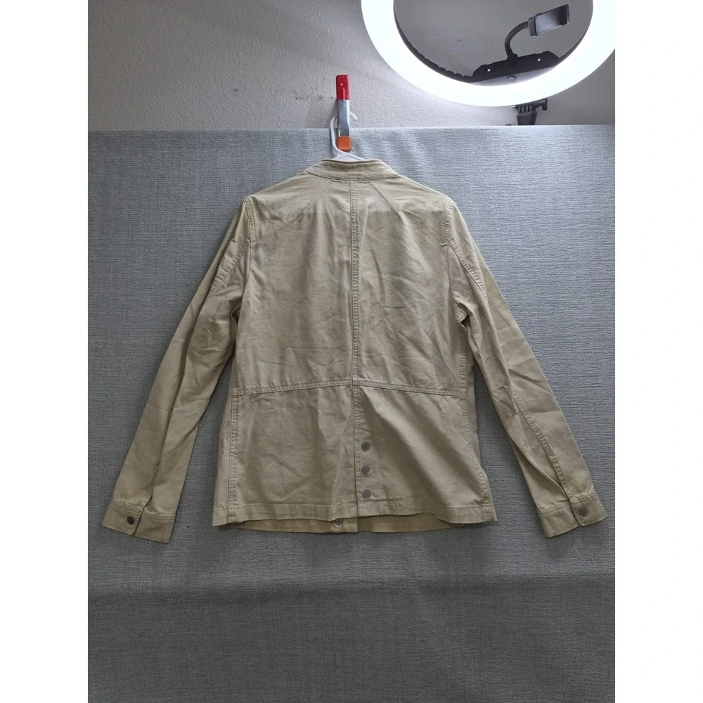 Free People Military Jacket Women Large Beige Utility Pockets Full Zip Mock Neck - Picture 3 of 16